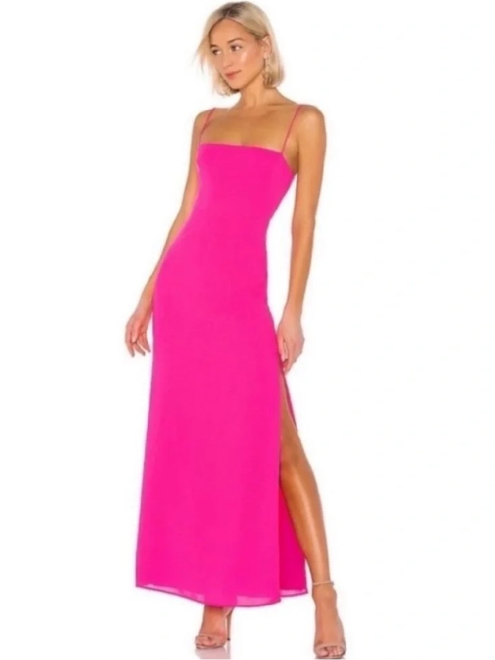 Superdown Addison Neon Pink Spaghetti Strap Maxi Dress Size XS.